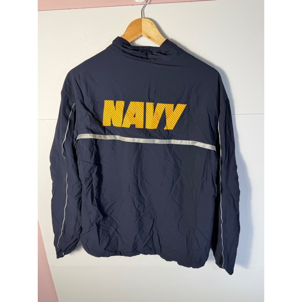 US Navy PT Running Jacket SND Manufacturing Blue Yellow Reflective Small Short - Picture 3 of 3